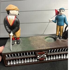 Vintage Cast Iron “Birdie Putt” Mechanical Golf Bank